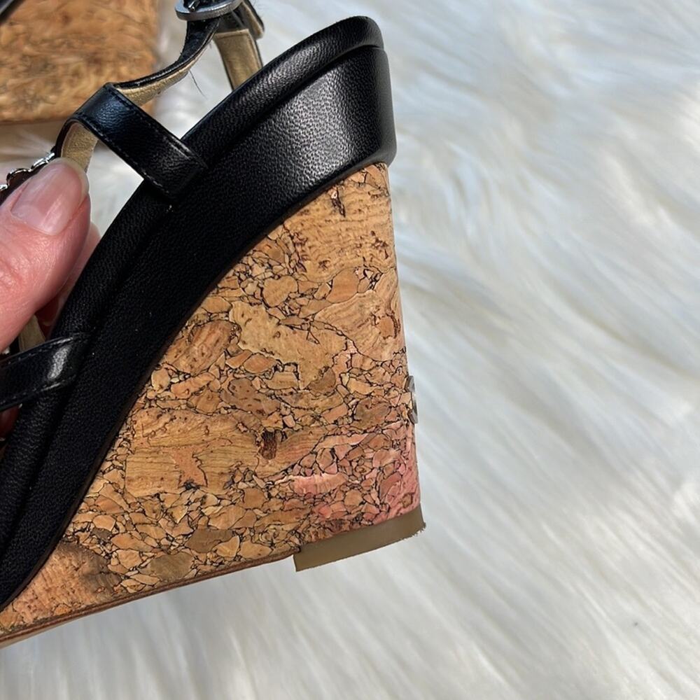 Chanel Black Camellia Charm Wedge Sandals - Picture 14 of 15